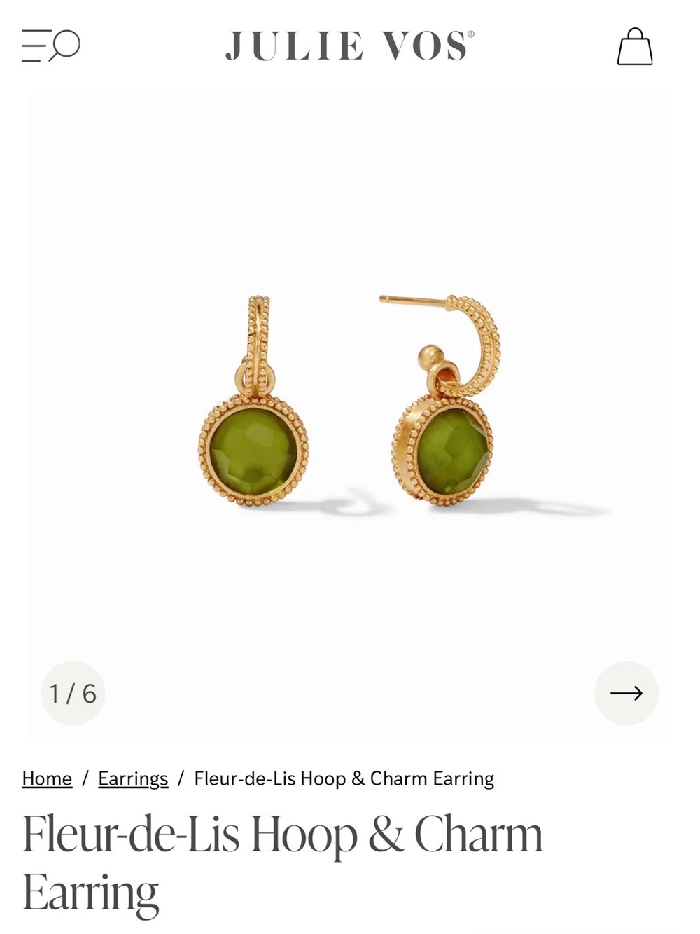 Julie Vos Gold Hoop & Charm Reversable Earrings